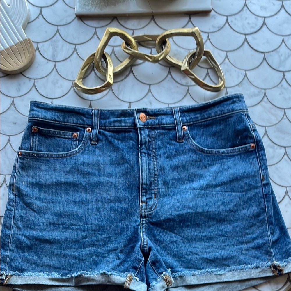 J Crew denim shorts w/ frayed edges and cuff